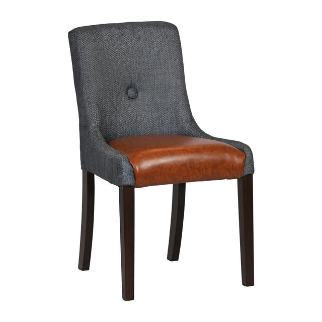 Bath Walnut Dining Chairs with Sea Back & Tan Seat (6 Pack)