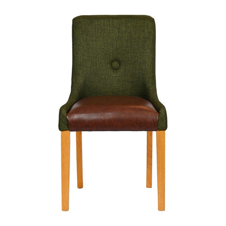 Bath Soft Oak Dining Chairs with Forest Back & Espresso Seat (6 Pack)