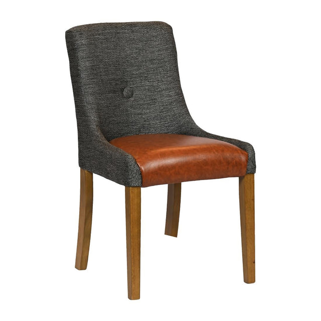 Bath Weathered Oak Dining Chairs with Smoke Back & Tan Seat (6 Pack)