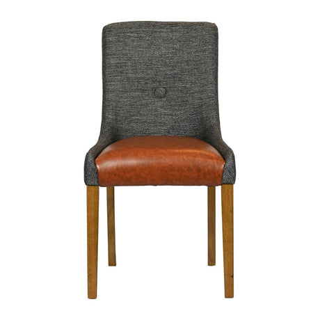 Bath Weathered Oak Dining Chairs with Smoke Back & Tan Seat (6 Pack)