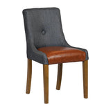Bath Weathered Oak Dining Chairs with Sea Back & Tan Seat (6 Pack)