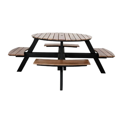 Bolero Acacia Round Picnic Table Bench Set