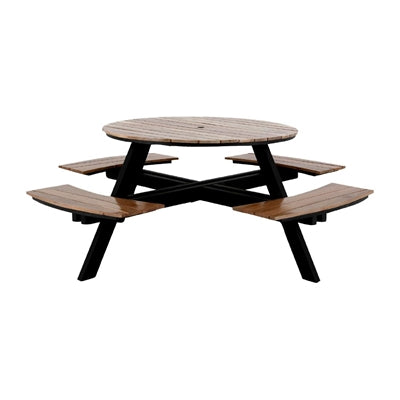 Bolero Acacia Round Picnic Table Bench Set