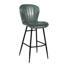 Lars Leather Bar Stool Steel Grey