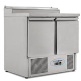 Compact Double Door Refrigerated Prep Counter With Raised Collar