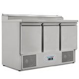 Graded 01085 Kxcc3 Sal Compact Triple Door Refrigerated Prep Counter With Raised Collar
