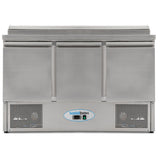 Graded 01085 Kxcc3 Sal Compact Triple Door Refrigerated Prep Counter With Raised Collar