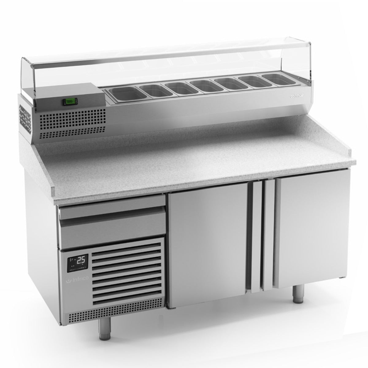 2 Door Pizza Prep Counter 485 L