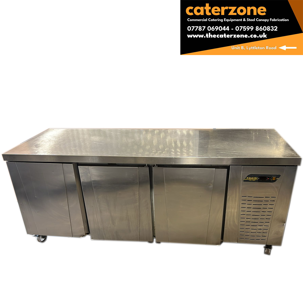 3 Door Counter Fridge Bench Chiller 202x70x85cm - Refurbished