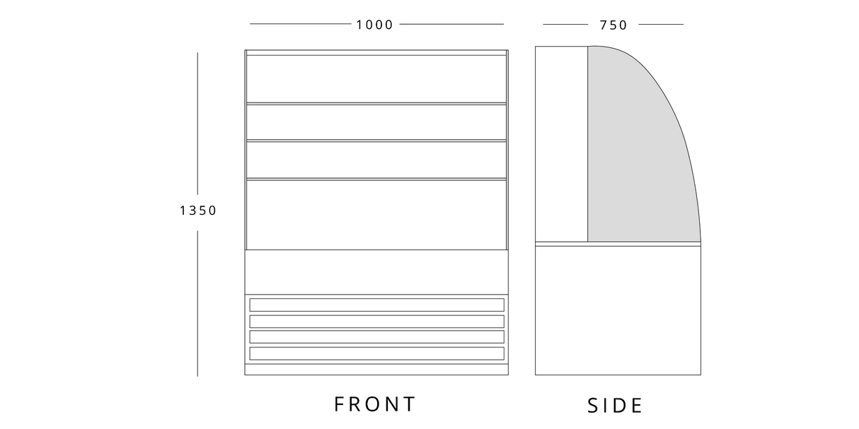 Chilled Patisserie Display 1000 Mm Wide