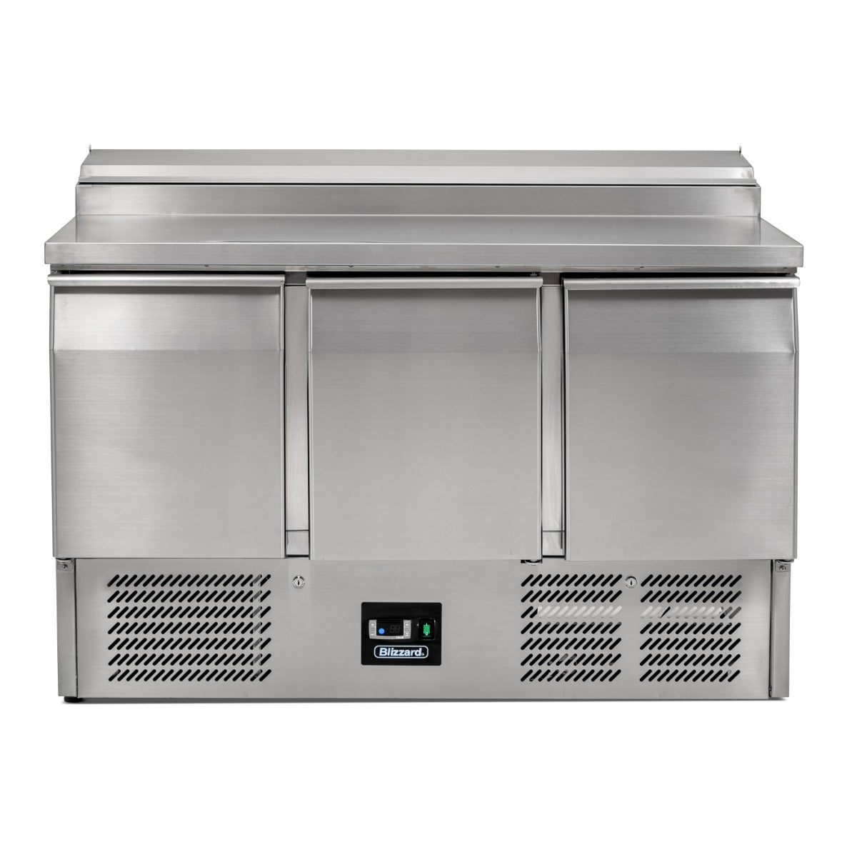 Compact Triple Door Counter Refrigerator With Raised Collar