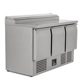 Compact Triple Door Counter Refrigerator With Raised Collar