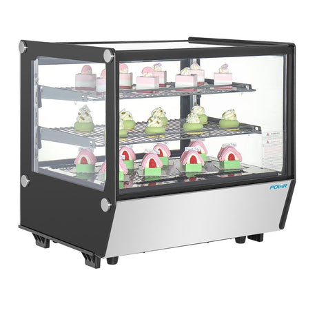 Polar G-Series Countertop Display Fridge Black Square Glass 120Ltr
