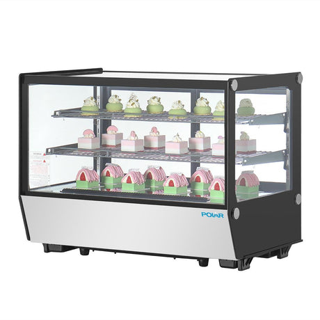 Polar G-Series Countertop Display Fridge Black Square Glass 160Ltr