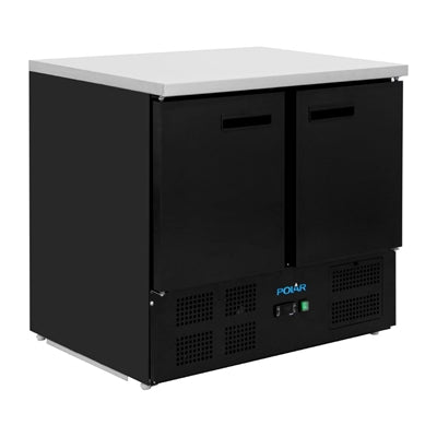 Polar G-Series Double Door Counter Fridge Black 240Ltr