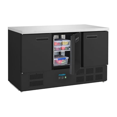 Polar G-Series Triple Door Counter Fridge Black 368Ltr