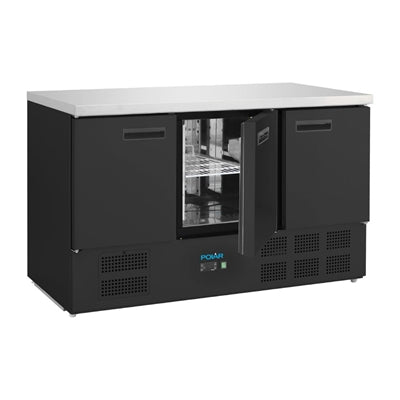 Polar G-Series Triple Door Counter Fridge Black 368Ltr