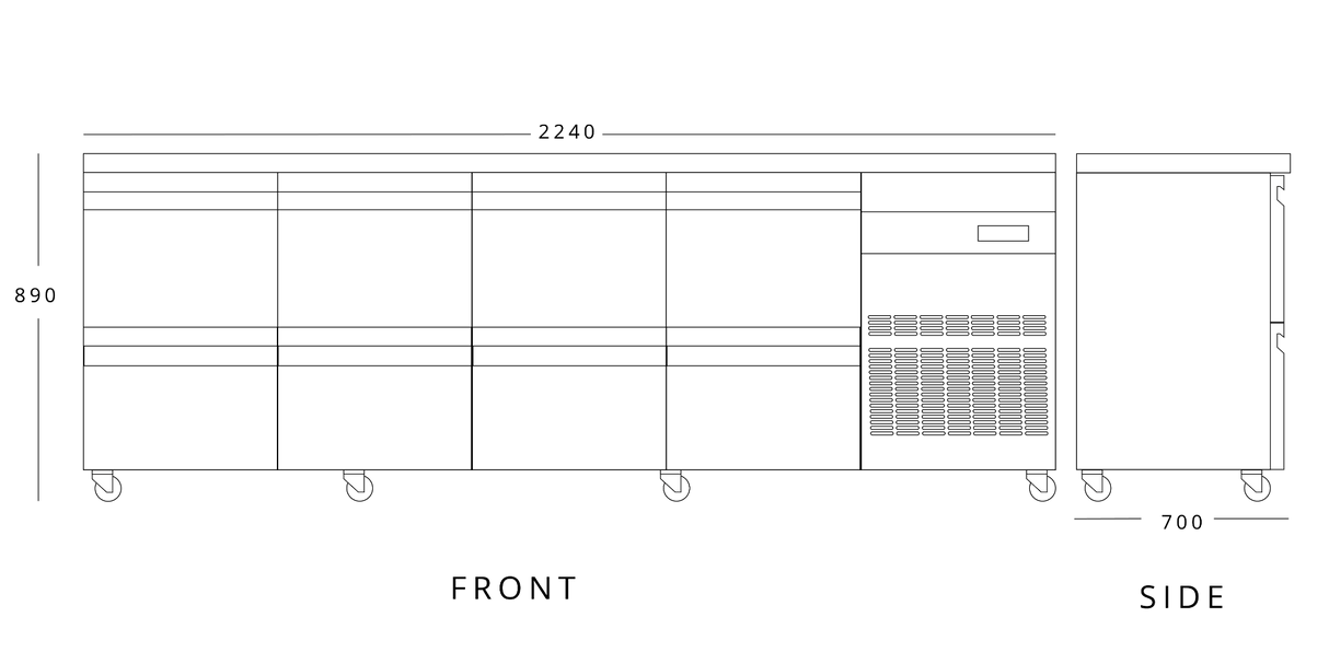 8 Drawer 1/1 Gastronorm Counter 583 L