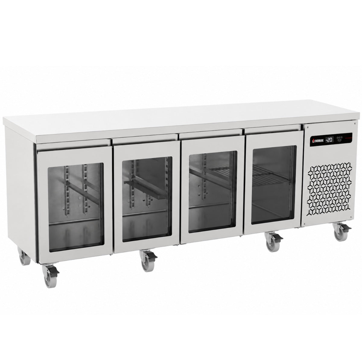 583 L Four Hinged Glass Door Gastronorm Counter Refrigerator