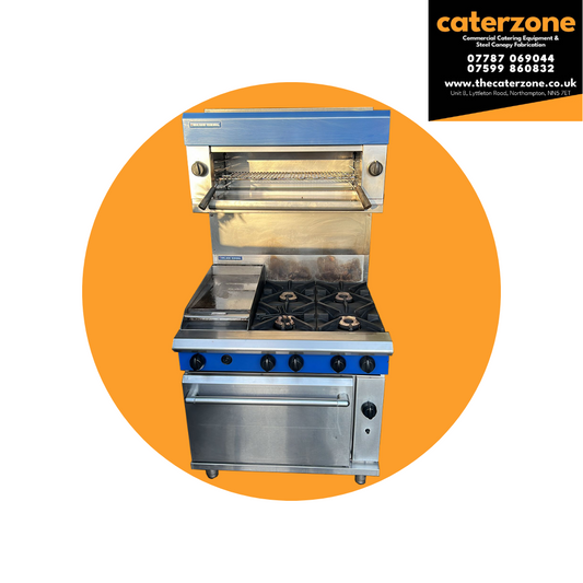 Blue Seal 4 Burner Cooker Range Oven with Salamander - Refurbished