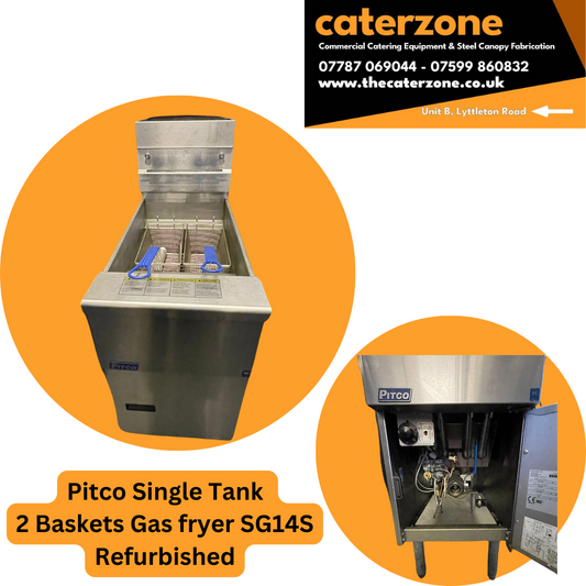 Pitco Twin Basket Single Tank Gas Fryer SG14S 4 Burner Refurbished