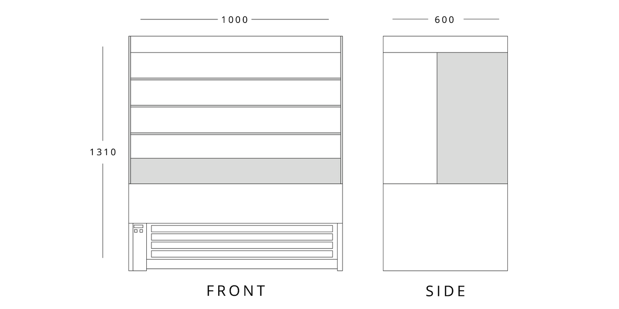 Low Height Tiered Display 1000mm Wide