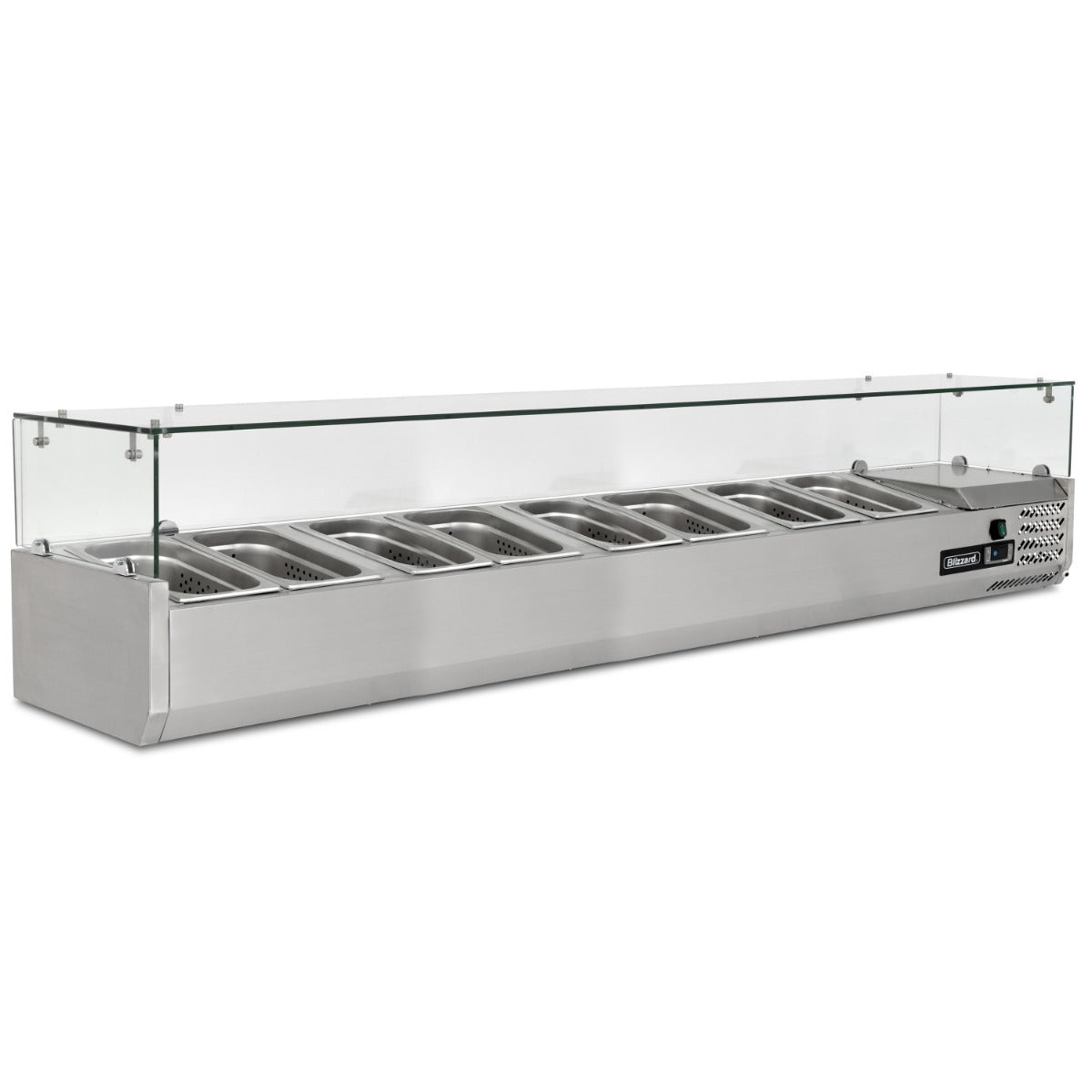 2m Glass Canopy 1/3 Gastronorm Prep Top