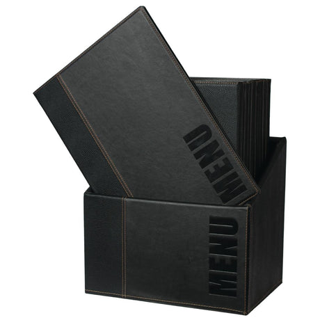 Securit Contemporary A4 Menu Covers with Wooden Storage Box Black