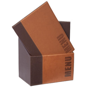 Securit Contemporary A4 Menu Covers with Storage Box Tan