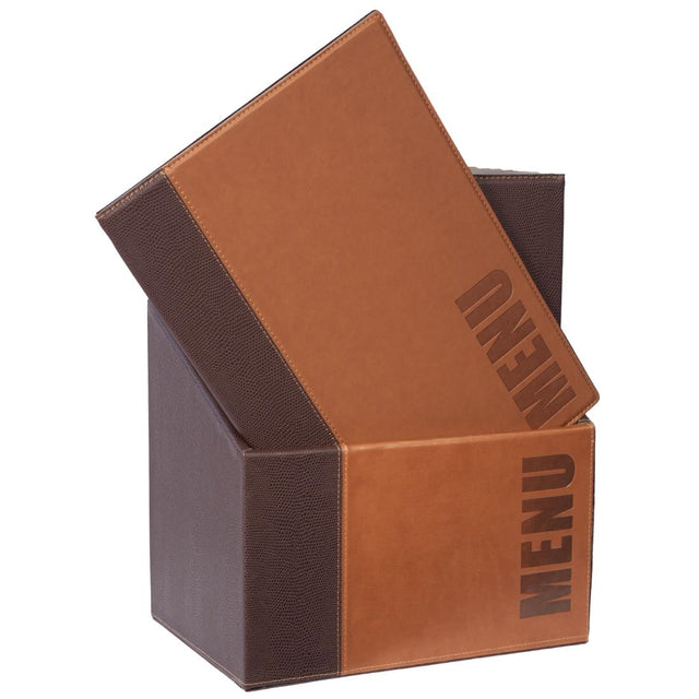Securit Contemporary A4 Menu Covers with Storage Box Tan