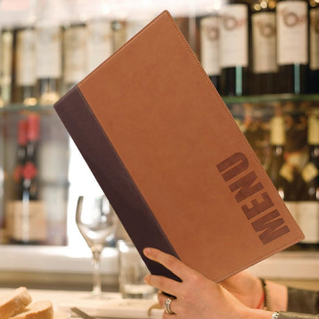 Securit Contemporary A4 Menu Covers with Storage Box Tan