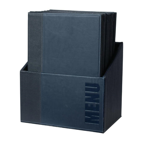 Securit Contemporary A4 Menu Covers with Storage Box Blue