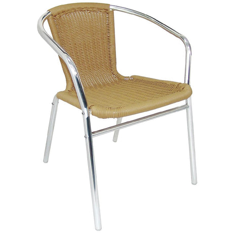 Bolero Aluminium and PE Wicker Chairs Natural (4 Pack)