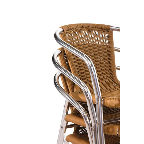 Bolero Aluminium and PE Wicker Chairs Natural (4 Pack)