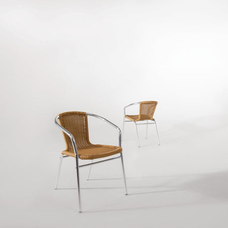 Bolero Aluminium and PE Wicker Chairs Natural (4 Pack)