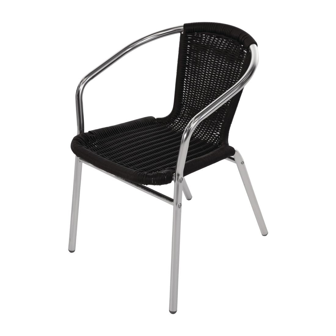 Bolero Aluminium and PE Wicker Chairs Black (4 Pack)