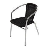 Bolero Aluminium and PE Wicker Chairs Black (4 Pack)