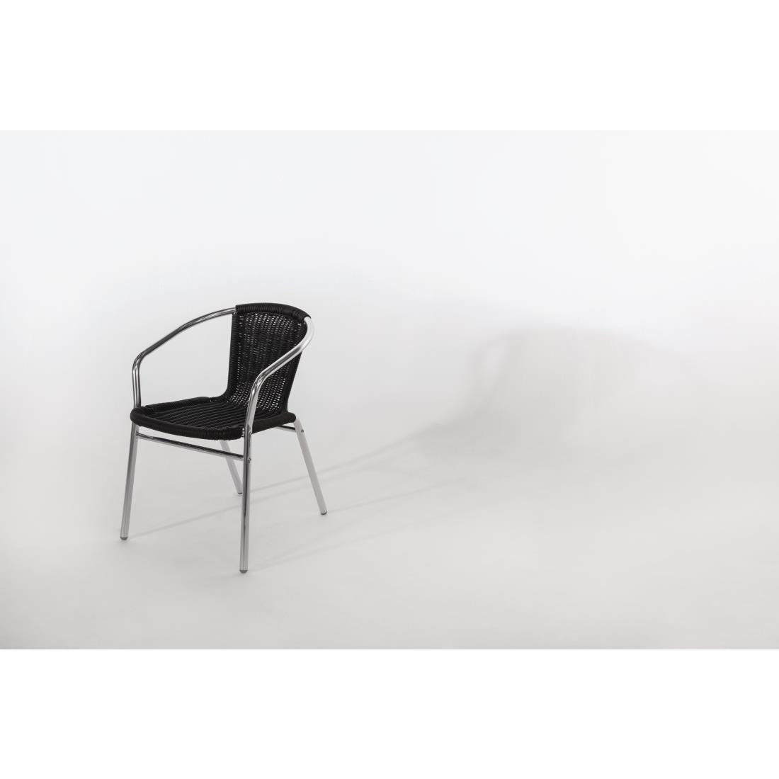 Bolero Aluminium and PE Wicker Chairs Black (4 Pack)