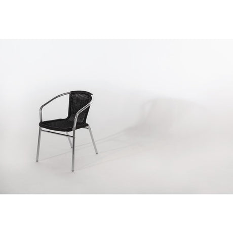 Bolero Aluminium and PE Wicker Chairs Black (4 Pack)