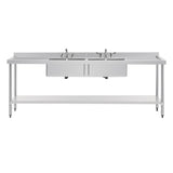 Vogue Stainless Steel Double Sink with Double Drainer 2400mm