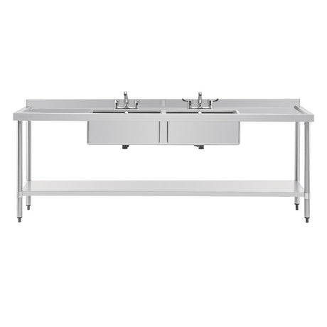 Vogue Stainless Steel Double Sink with Double Drainer 2400mm