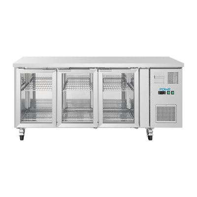 Polar U-Series 3 Door Counter with Glass Doors 465Ltr