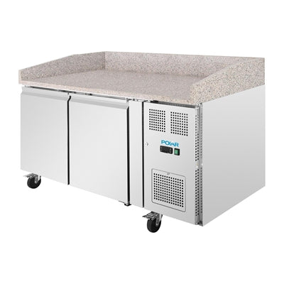 Polar U-Series Double Door Pizza Counter with Granite Top 428Ltr