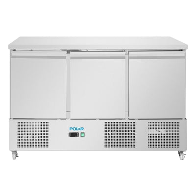 Polar U-Series Ventilated Triple Door Counter Fridge 400Ltr
