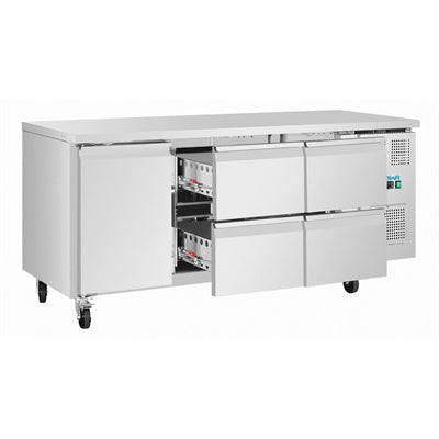 Polar U-Series Counter Fridge 4 Drawers & 1 Door