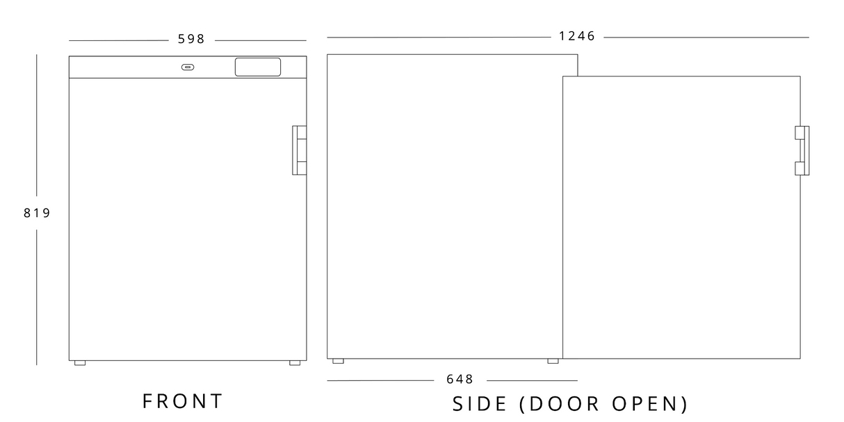 Single Hinged Door Under Counter Freezer