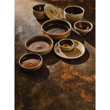 Steelite Aurora Vesuvius Amber Round Stacking Trays 203mm (12 Pack)