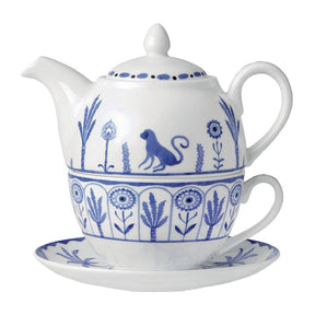 William Edwards Sultan's Garden Blue Tea for One Set Coupe (6 Pack)