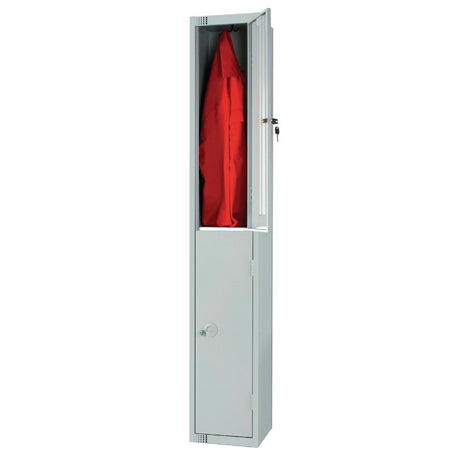Elite Double Door Electronic Combination Locker with Sloping Top Grey