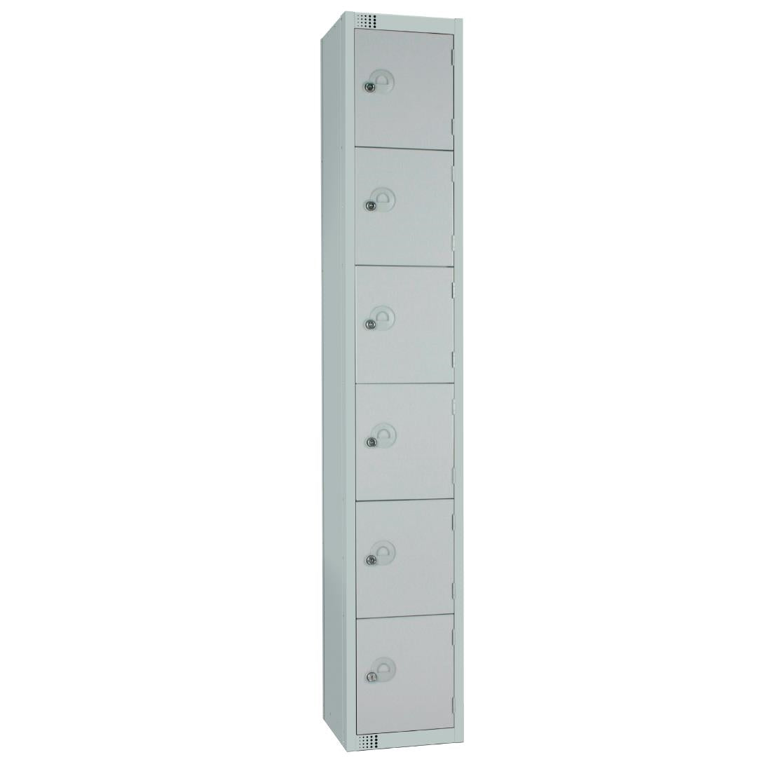 Elite Six Door Coin Return Locker with Sloping Top Grey